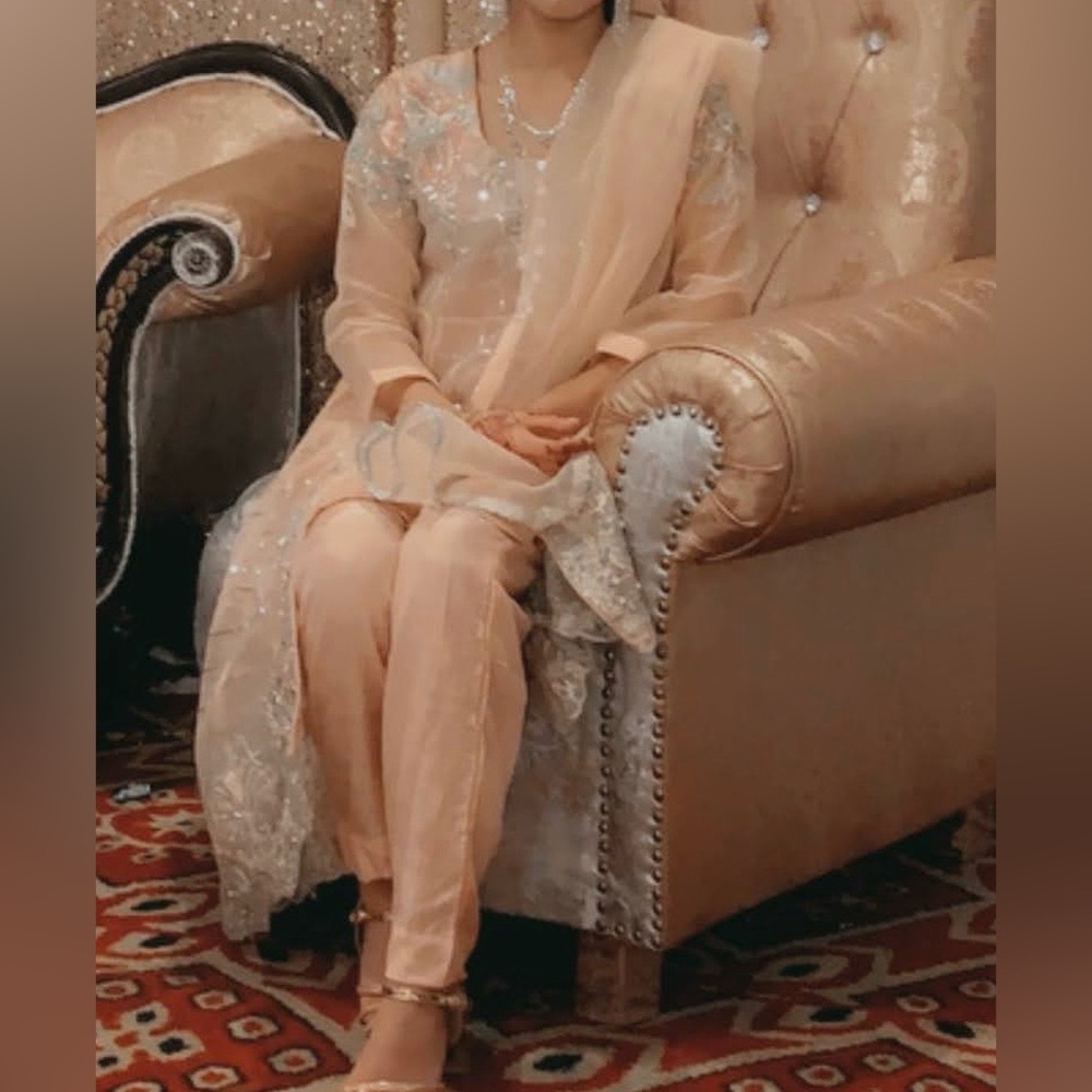 South Asian Girls | Elegant Pink Cream Embroidered 3 piece Suit |